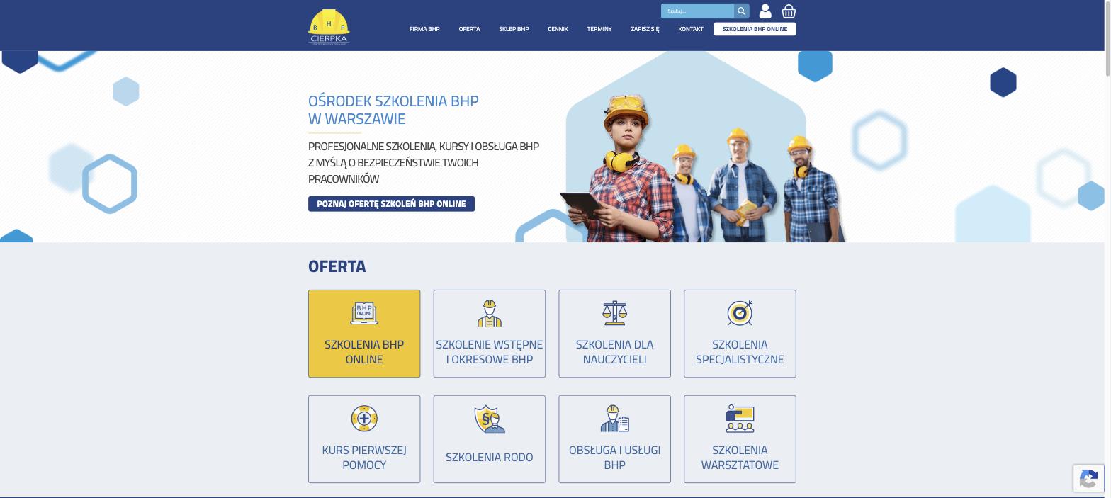 Portfolio 15 Strona główna Ośrodka Szkolenia BHP