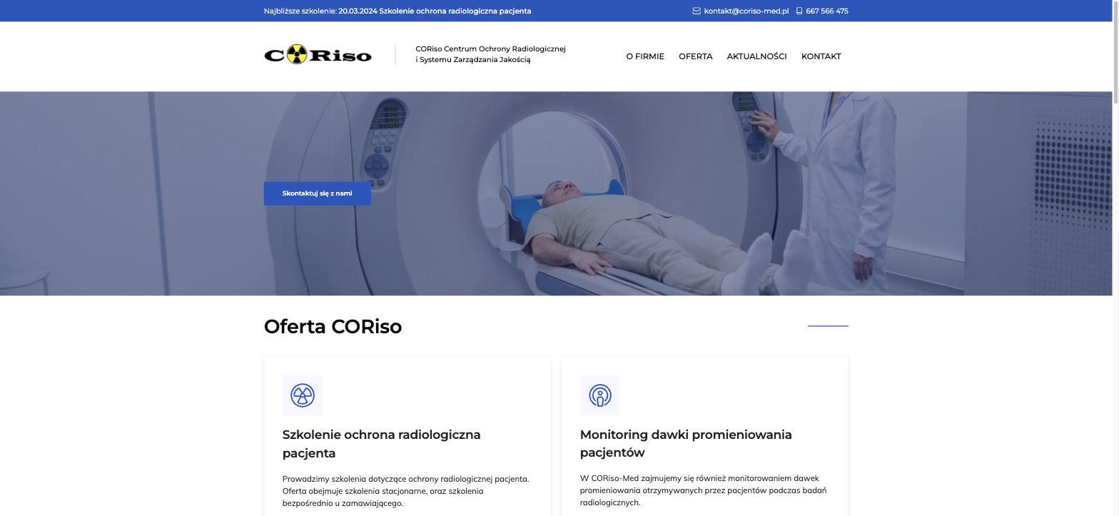 Portfolio 8 Strona główna CORiso — Centrum Ochrony Radiologicznej