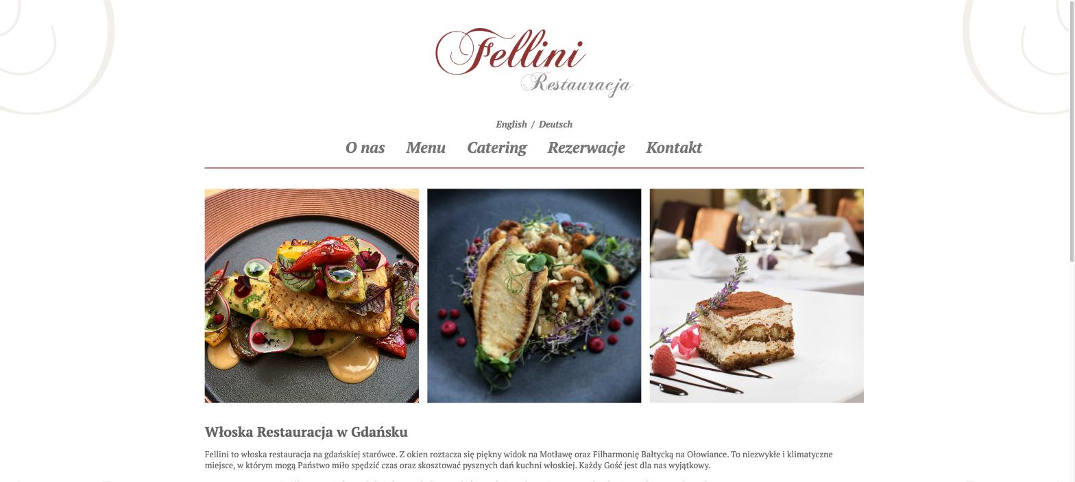 Portfolio 16 Strona główna Restauracji Fellini w Gdańsku