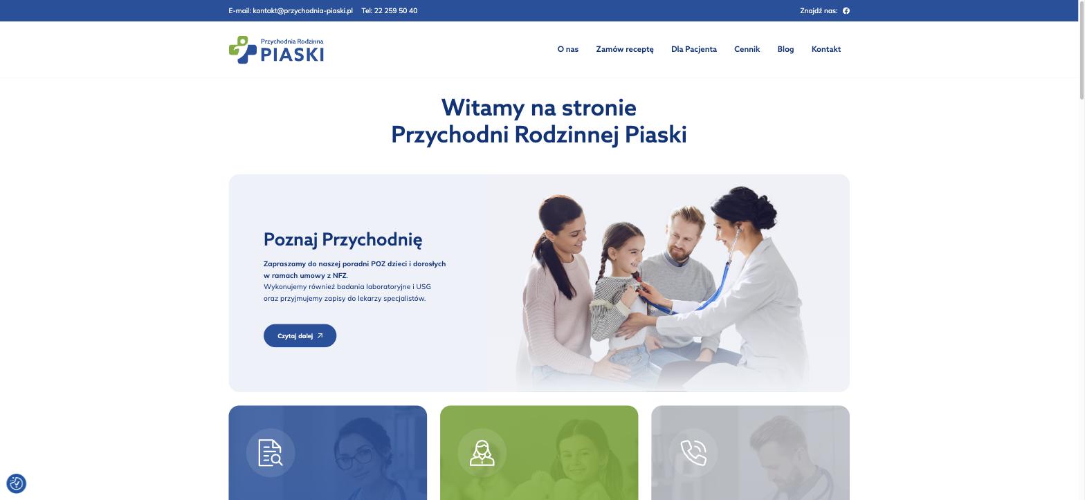 Portfolio 5 Strona główna Przychodni Rodzinnej Piaski na warszawskich Bielanach