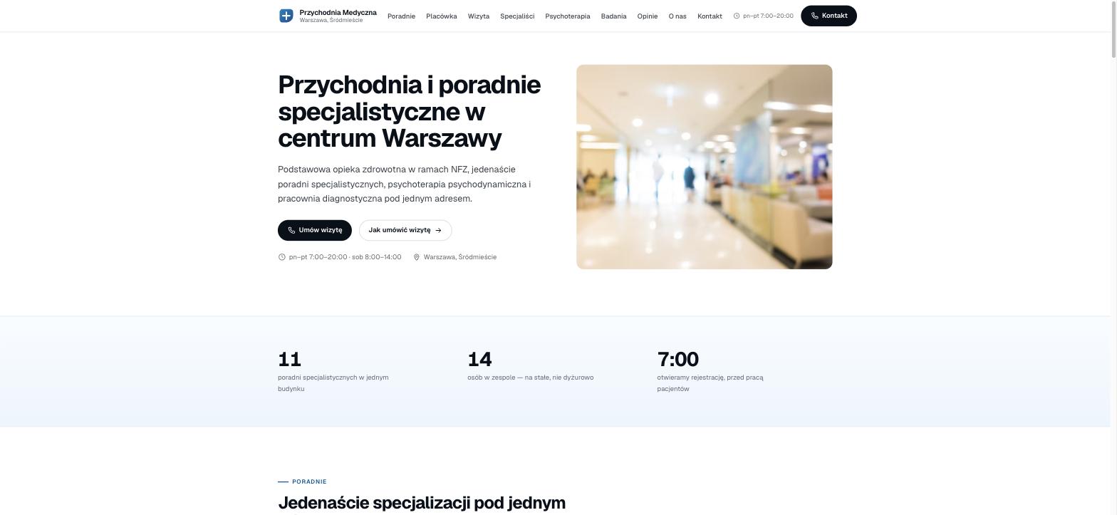 Portfolio 4 Strona główna serwisu Przychodni Medycznej w Warszawie